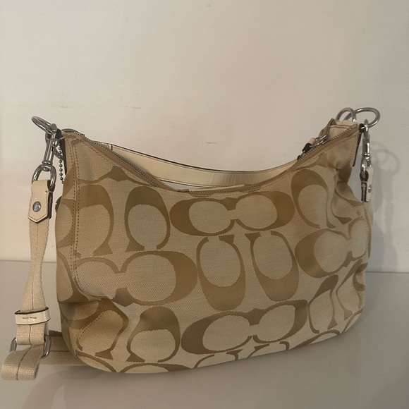 Authentic COACH Signature 2Way Shoulder Bag Canvas Leather - Picture 2 of 8